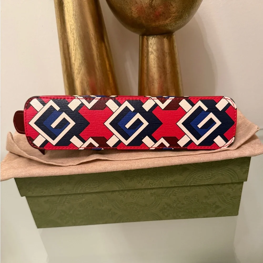 Gucci Red and Blue Geometric Pouch